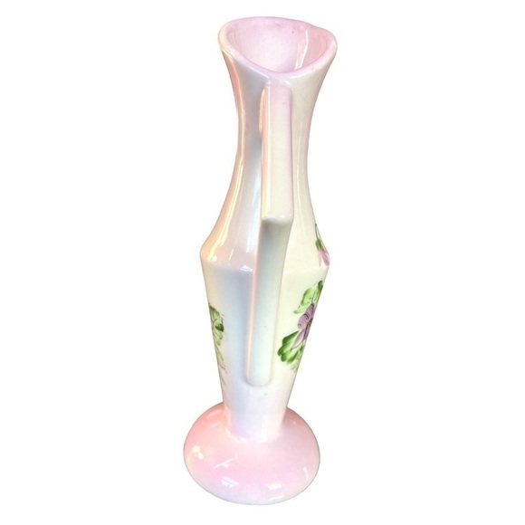 HAND painted vintage vase, violets motif, artisan made, excellent condition - Picture 4 of 5